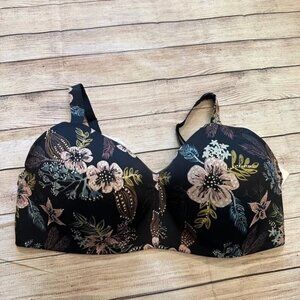 Auden Black Floral Bra, 48DD, EUC